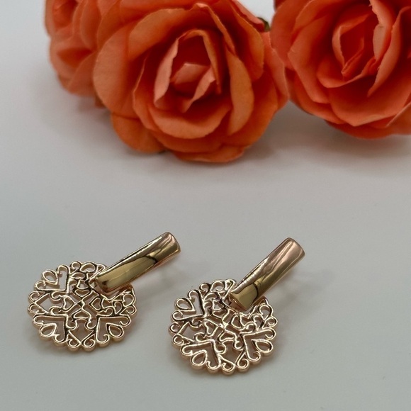🌟SALE🌟Rose Gold Plated Geometric Dangle Earrings - Picture 3 of 7